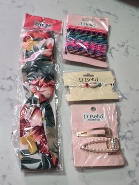 D'Bello Tropical Floral Headband and Colorful Hair Accessory Set - Multicolor